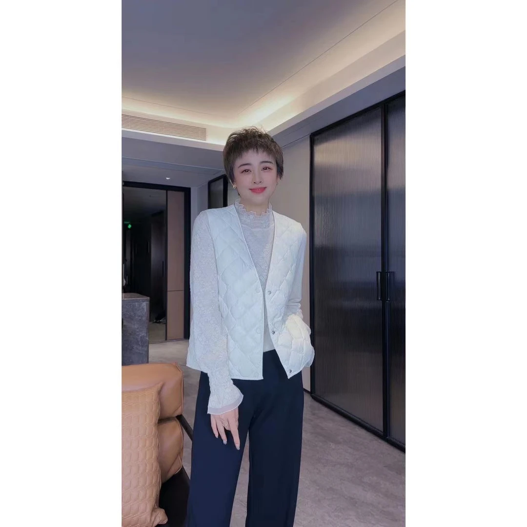 静姐【轻薄羽绒马甲】简约V领白鹅绒羽绒马甲时尚坎肩外套 8805