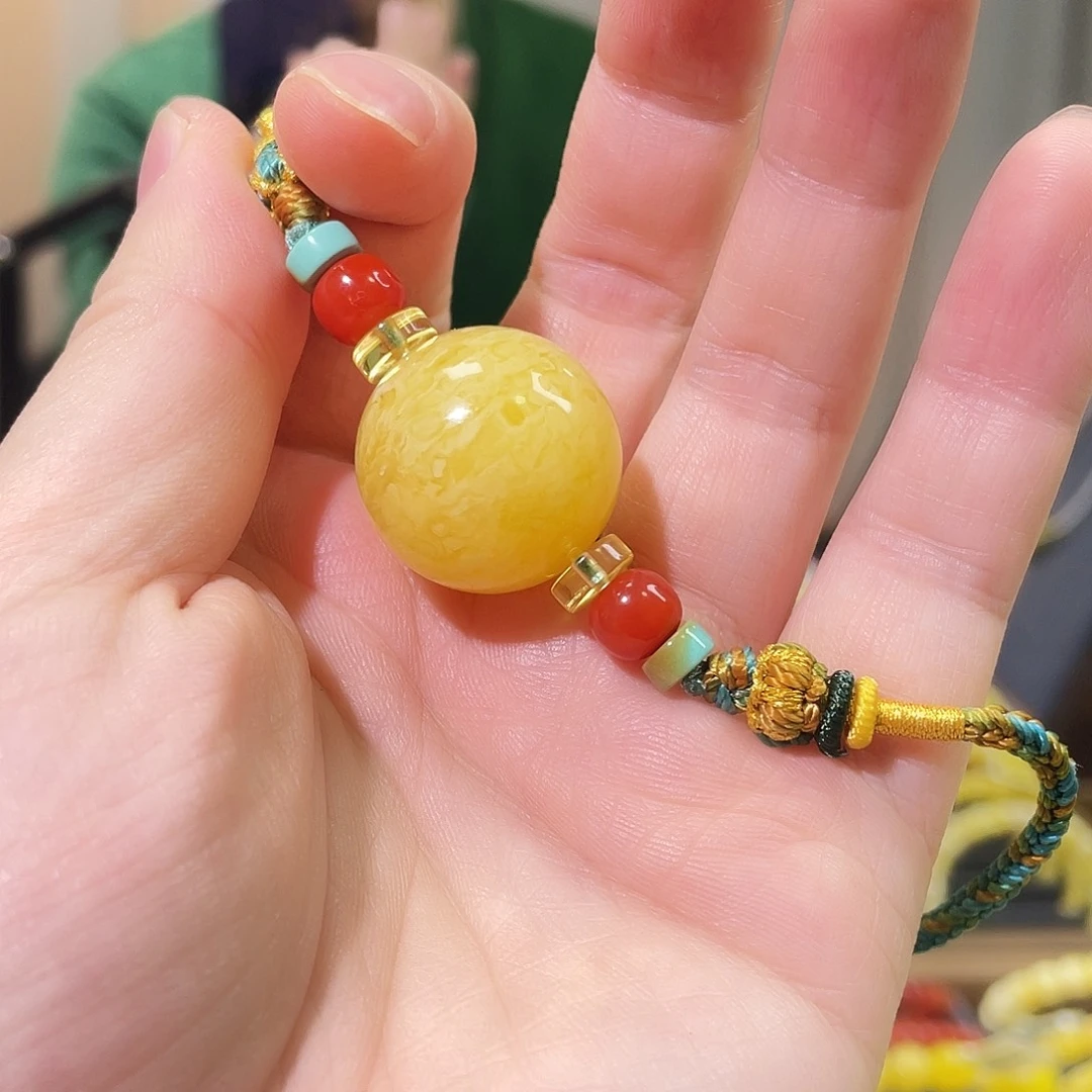 琥珀未镶嵌手链22mm