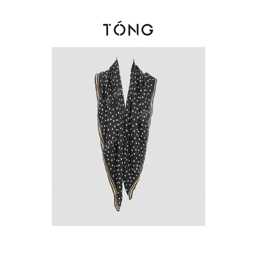 新款桑蚕丝设计师款时尚波点围巾 GS0001