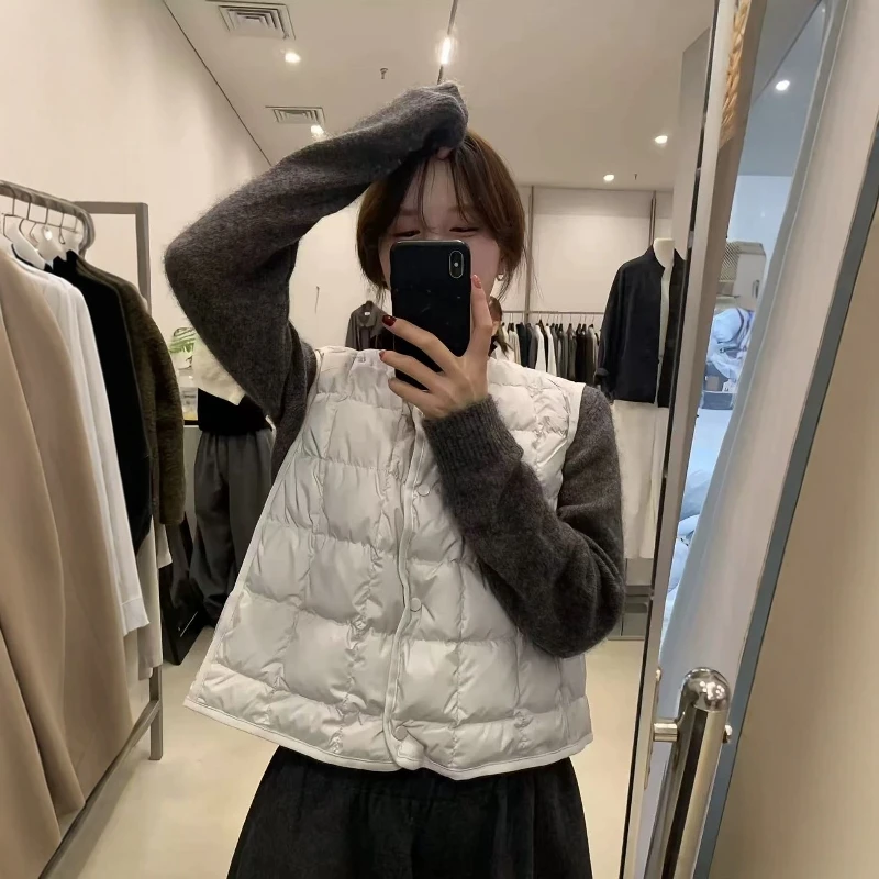 2025秋冬季新款女士韩系百搭菱格棉服马甲背心加厚保暖无袖马夹