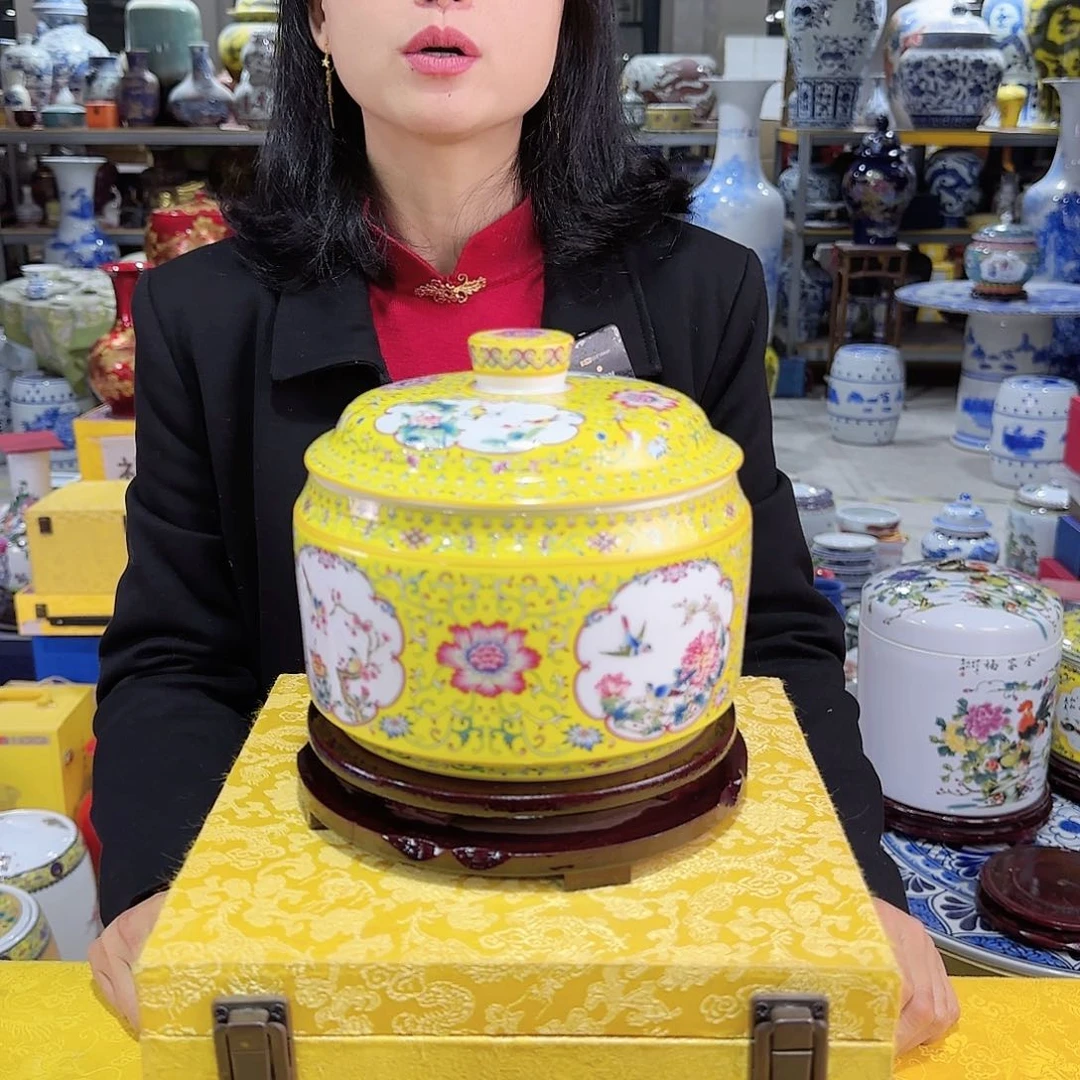 景德镇陶瓷储物罐送底座