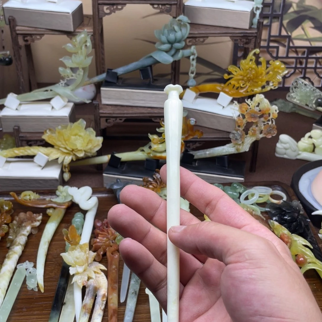 岫玉发饰未镶嵌Y**O岫玉发簪