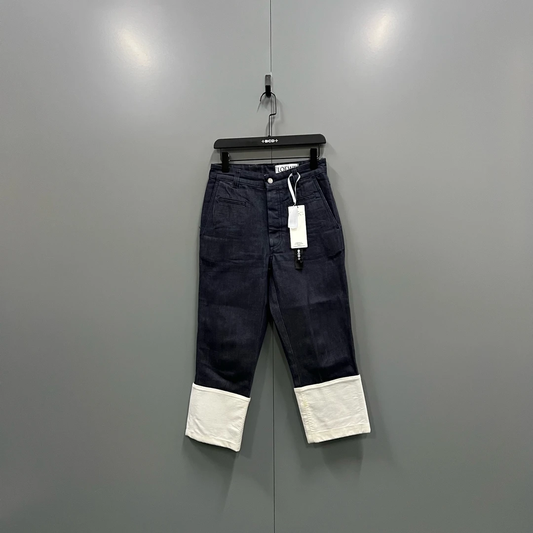 95新 LOEWE/罗意威 tt9 拼接撞色牛仔裤 34码/95新/017683