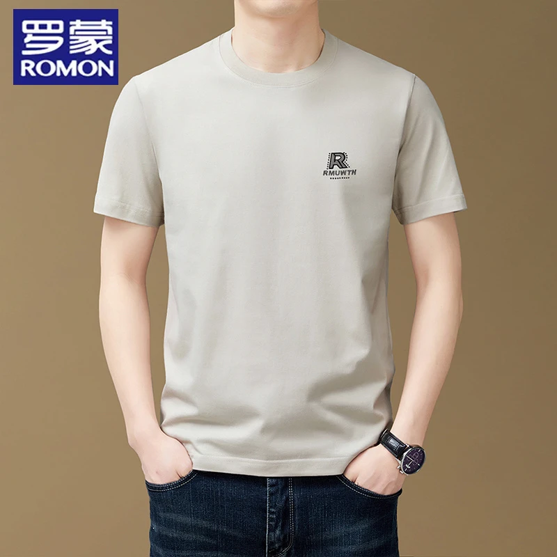 罗蒙夏季时尚潮流短袖纯棉吸汗透气薄款男士T恤休闲百搭套头上衣