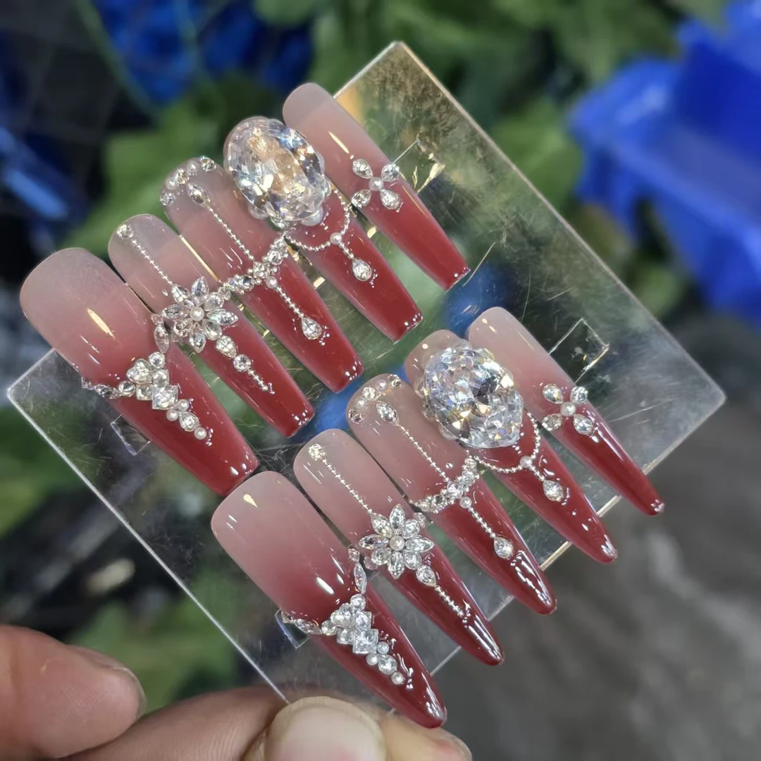 未归期丶(锆石+小钢珠+无缝隙)珠宝级丶手工穿戴甲默认微瑕