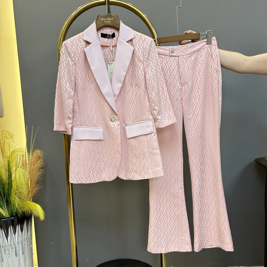 207 高端精致职场女神范夏季薄款修身显瘦职业西装套装两件套