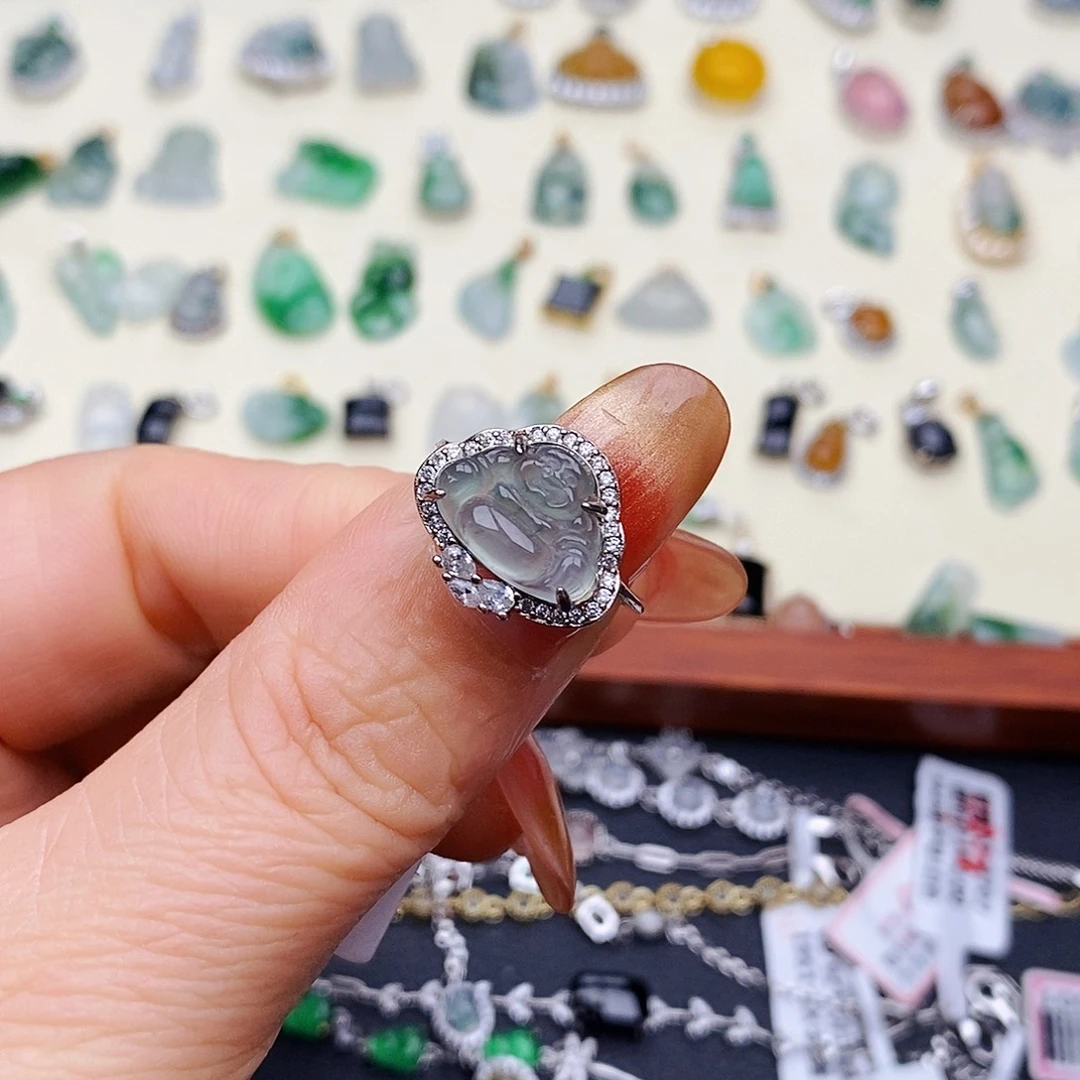 银S925镶嵌戒指翡翠