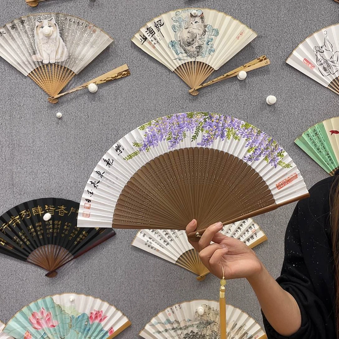 书法7寸-纯手绘-文玩扇骨（默认粘好）