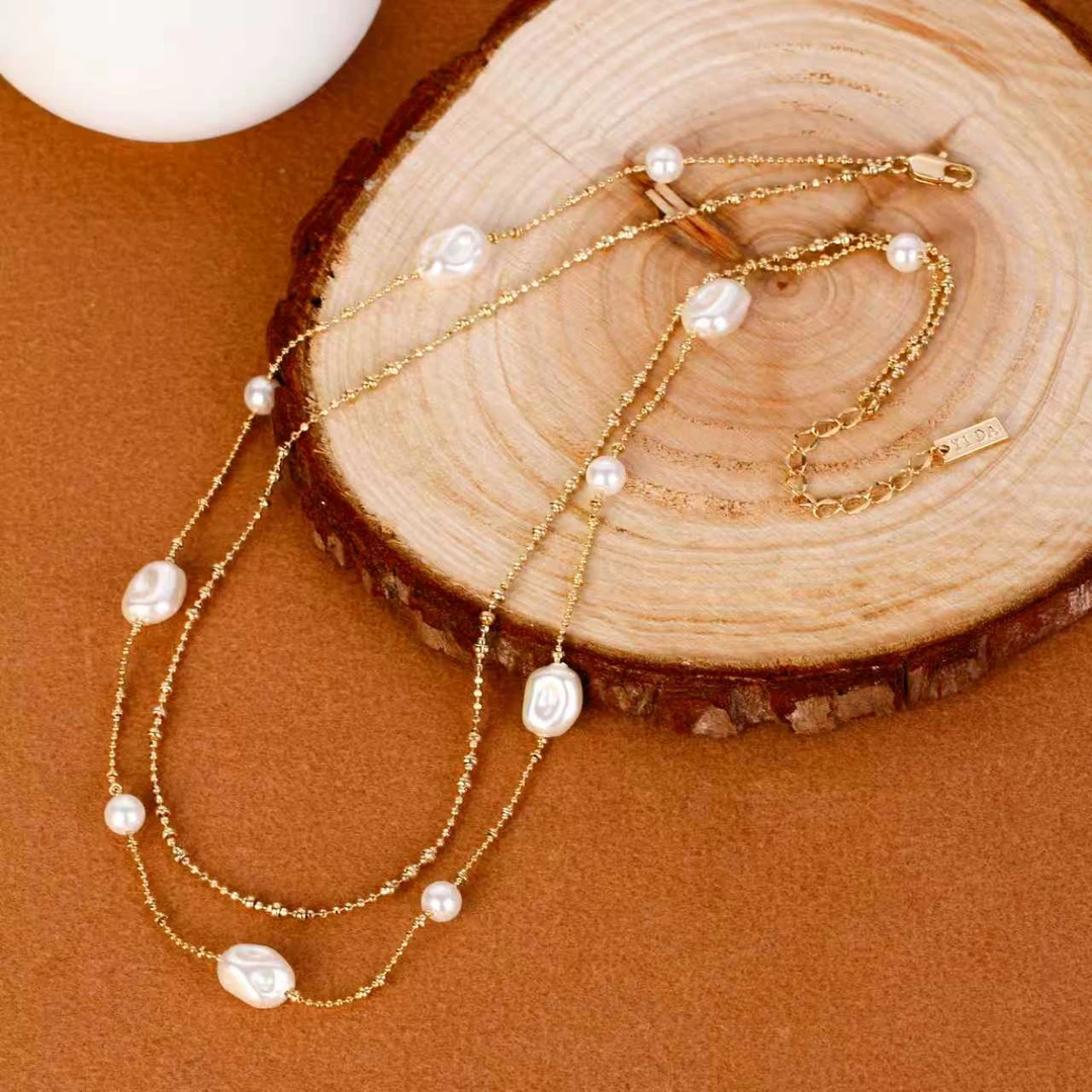 【KEFAN珂梵】气质原创设计金色双层高级感复古项链