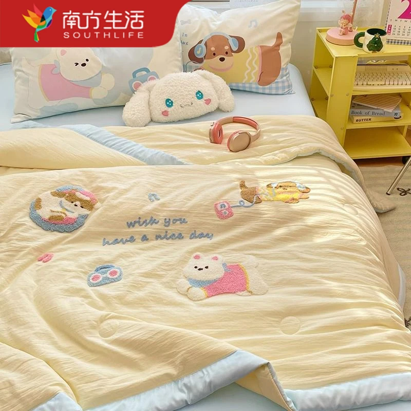 SOUTHLIFE/南方生活可爱毛巾绣夏凉被空调被子夏季薄单人夏被