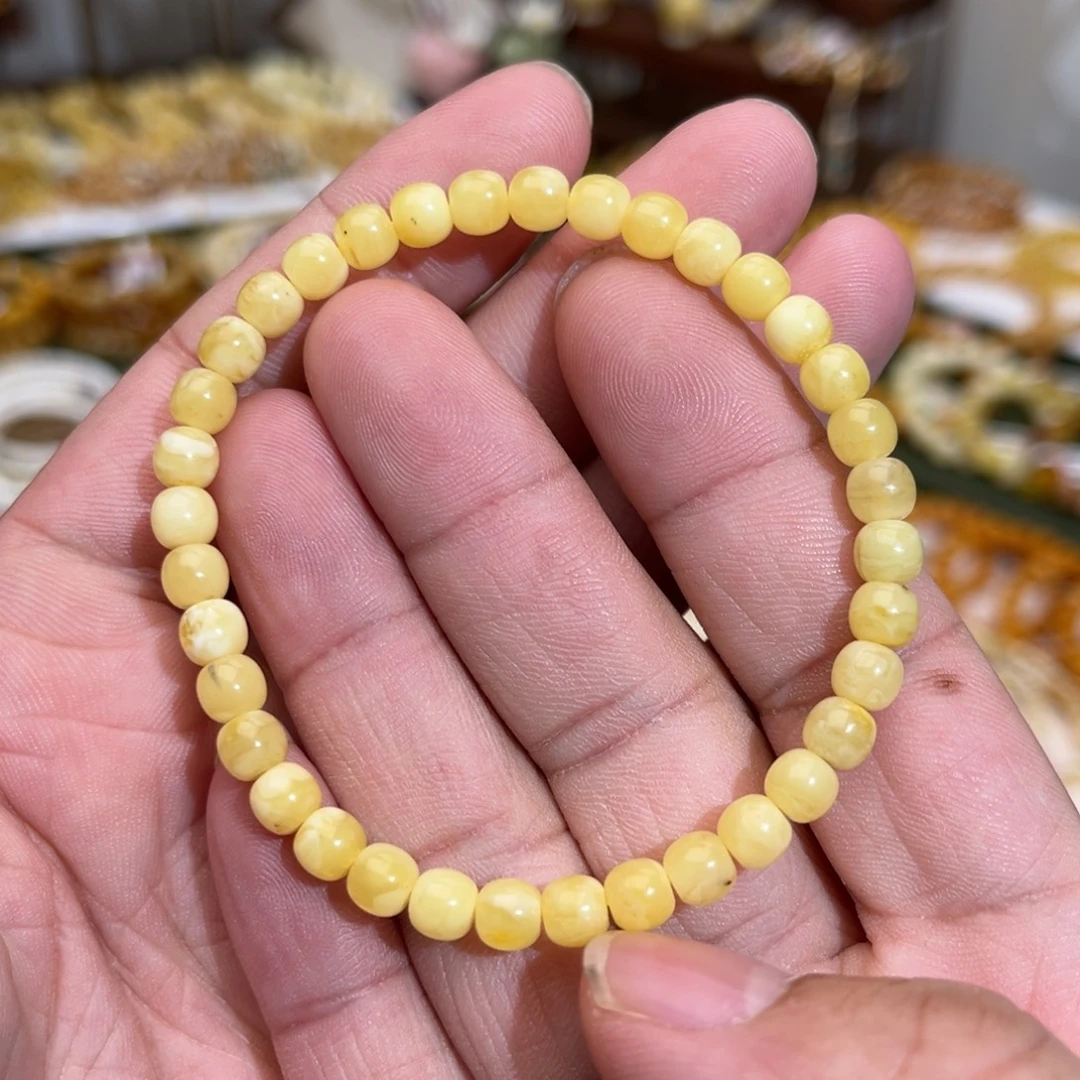 琥珀未镶嵌手链有瑕疵5.5mm