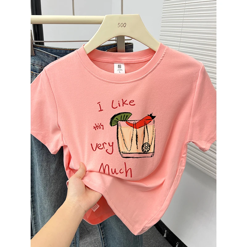 小众设计感正肩短袖T恤大码女装时尚圆领胖mm显瘦小个子夏季上衣