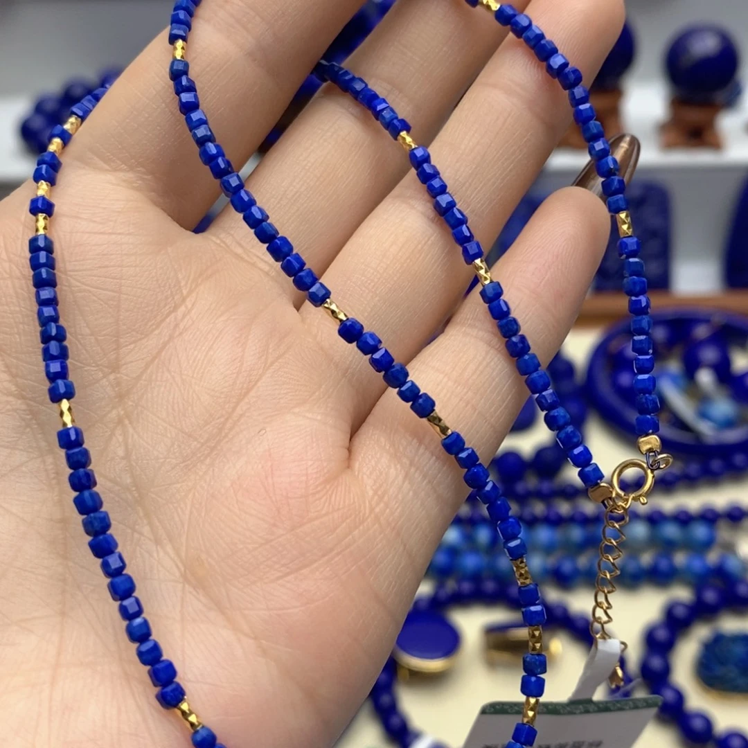 青金石银S925镀金镶嵌颈饰