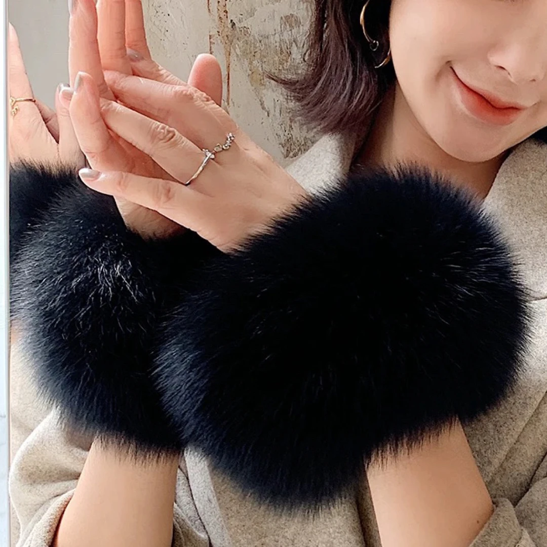 狐狸毛冬季秋冬保暖袖口时尚网红