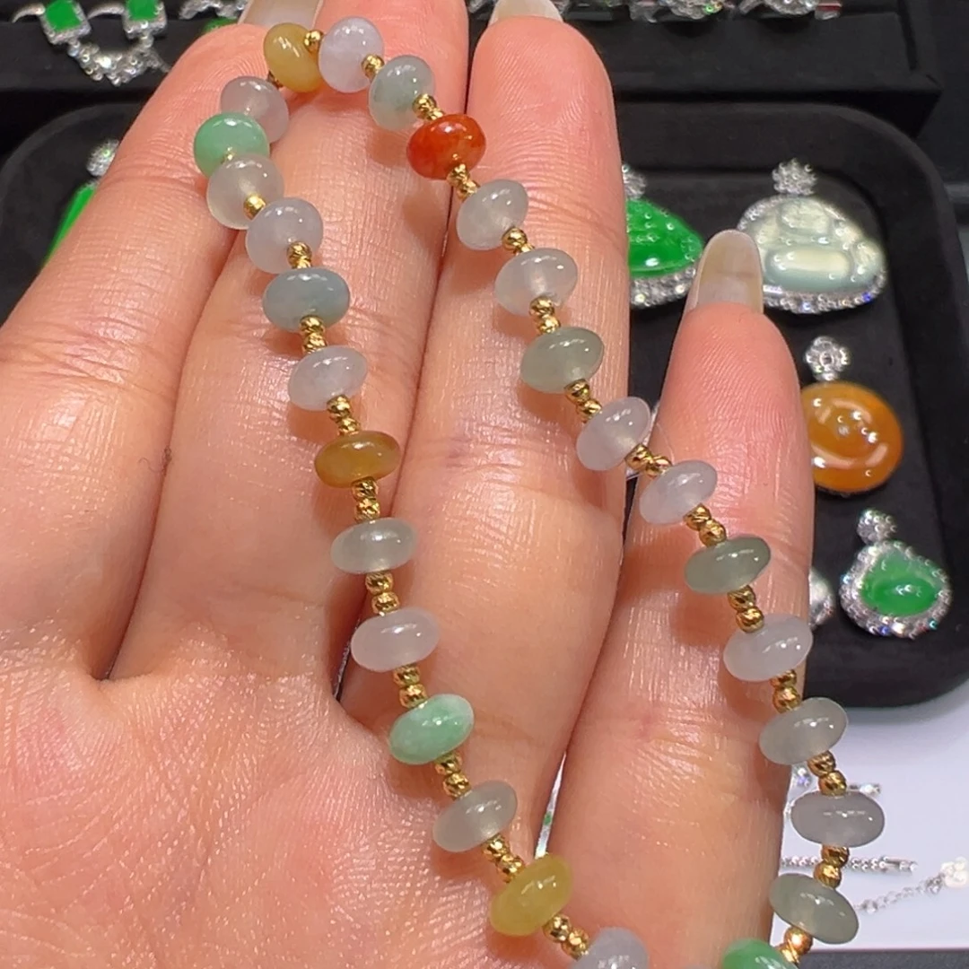 翡翠18K金镶嵌手链收到货48小时鉴赏期