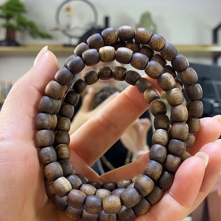 手串沉香99沉老料金沙叶鼓珠多圈20克➕多样性发1