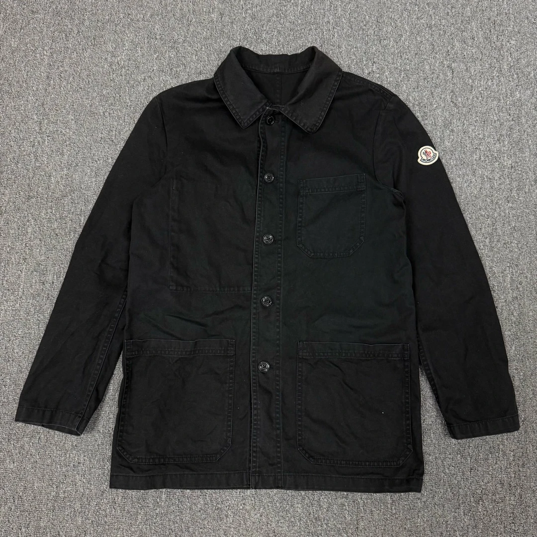 99新 MONCLER 12901899 蒙口 黑色手臂徽标logo夹克外套 0码99新