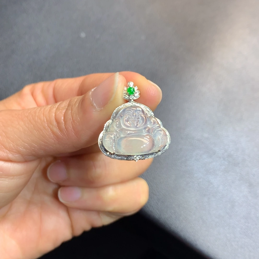 翡翠吊坠(不含链)18K金镶嵌