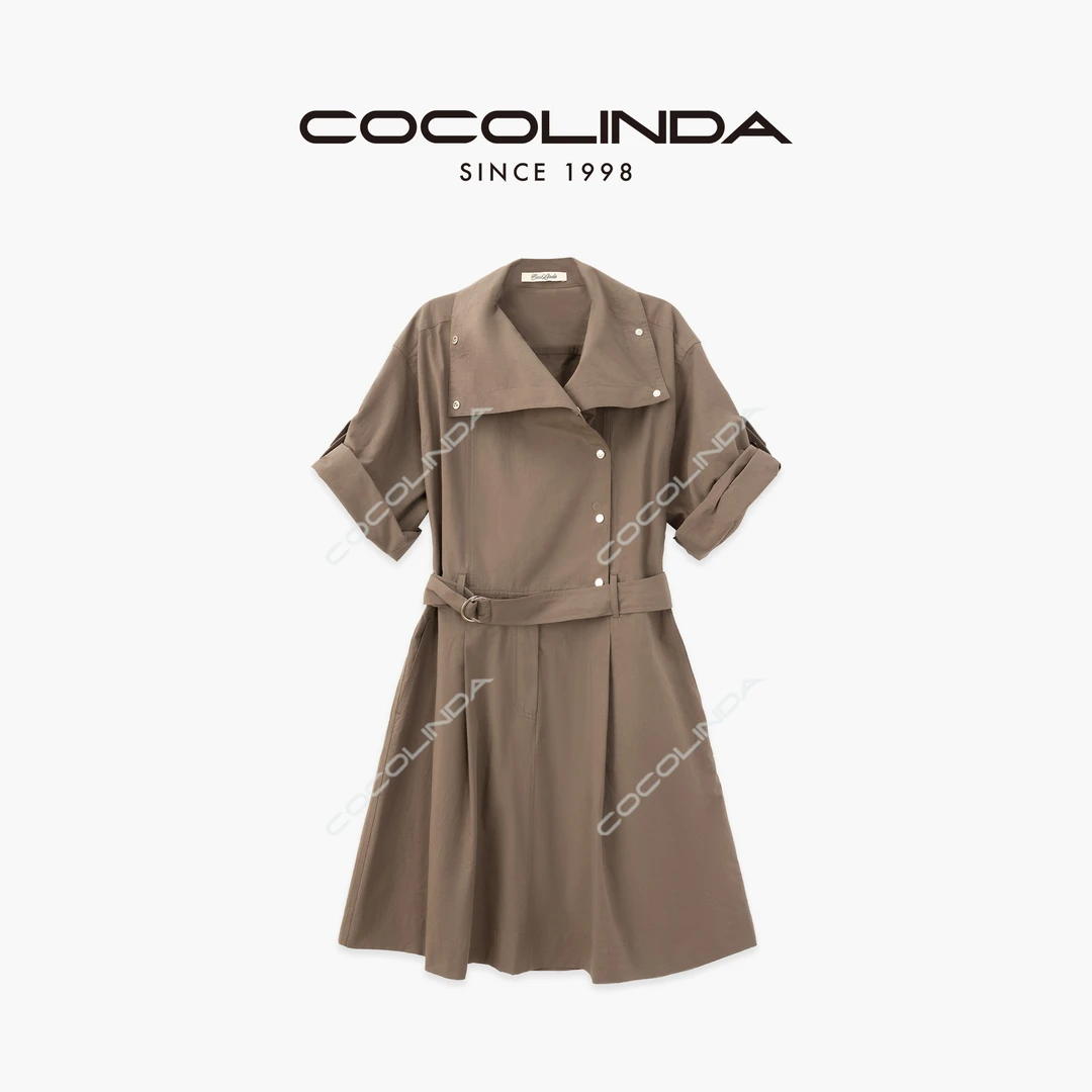 COCOLINDA | 100%棉老钱风中长款连体风衣裙Q3644