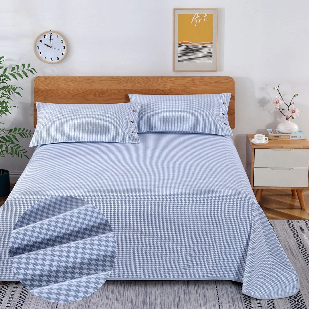 提花凉席老粗布凉席3件套大千鸟格特厚床单不起球纯棉老粗布凉席