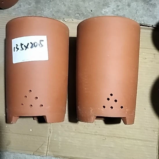 紫砂红泥大笔筒两个