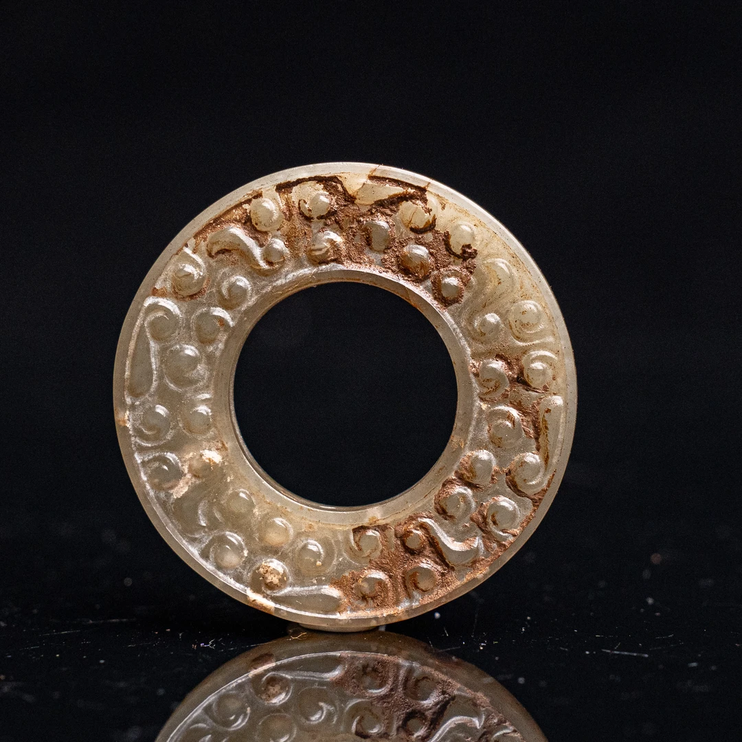 清代和田玉刻纹玉璧-NX