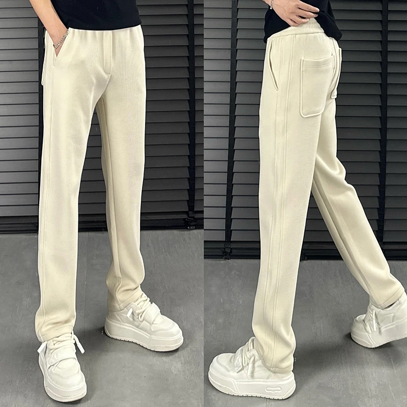 欧货高级感宽松阔腿卫裤男春秋新款潮牌纯色休闲裤百搭弹力直筒裤