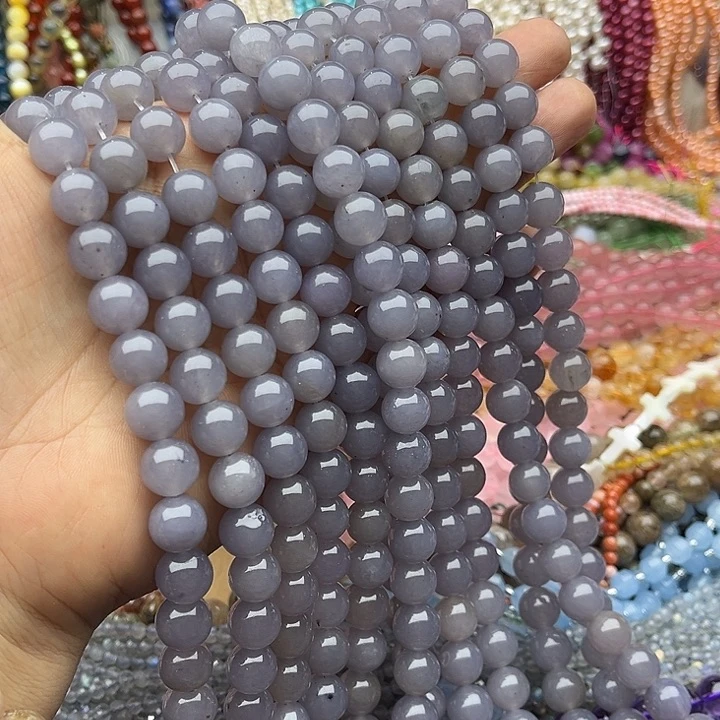 玛瑙/玉髓未镶嵌珠宝半成品2t10mm烟紫和田玉几颗有瑕