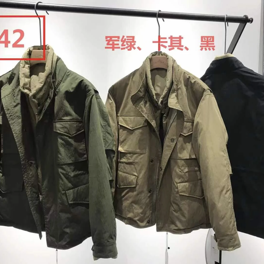 冬装时尚复古加绒加厚假两件外套男收腰抗寒保暖外套