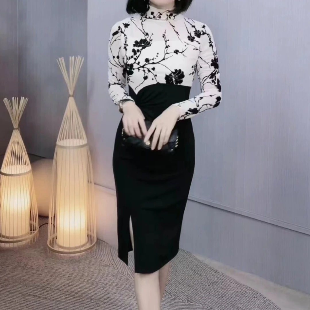 气质显瘦亲肤软糯女人味连衣裙Q19632显高洋气收腰显