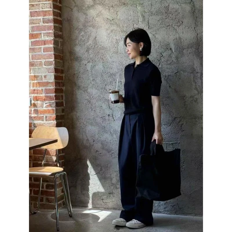 花间墅里丨针织poloT恤  纯色简约休闲poloT恤女  不建议机洗