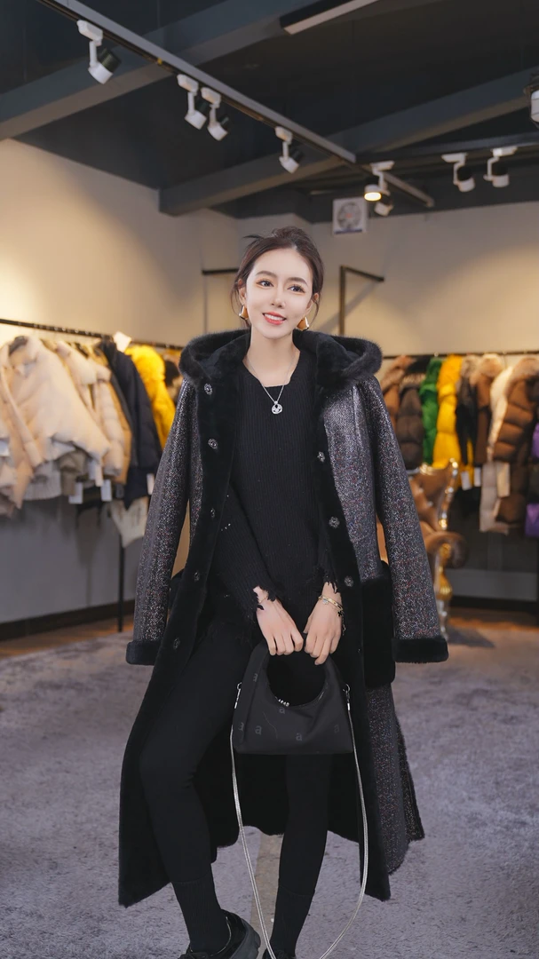 YJ【邢邢推荐】新款时尚皮毛一体外套18516