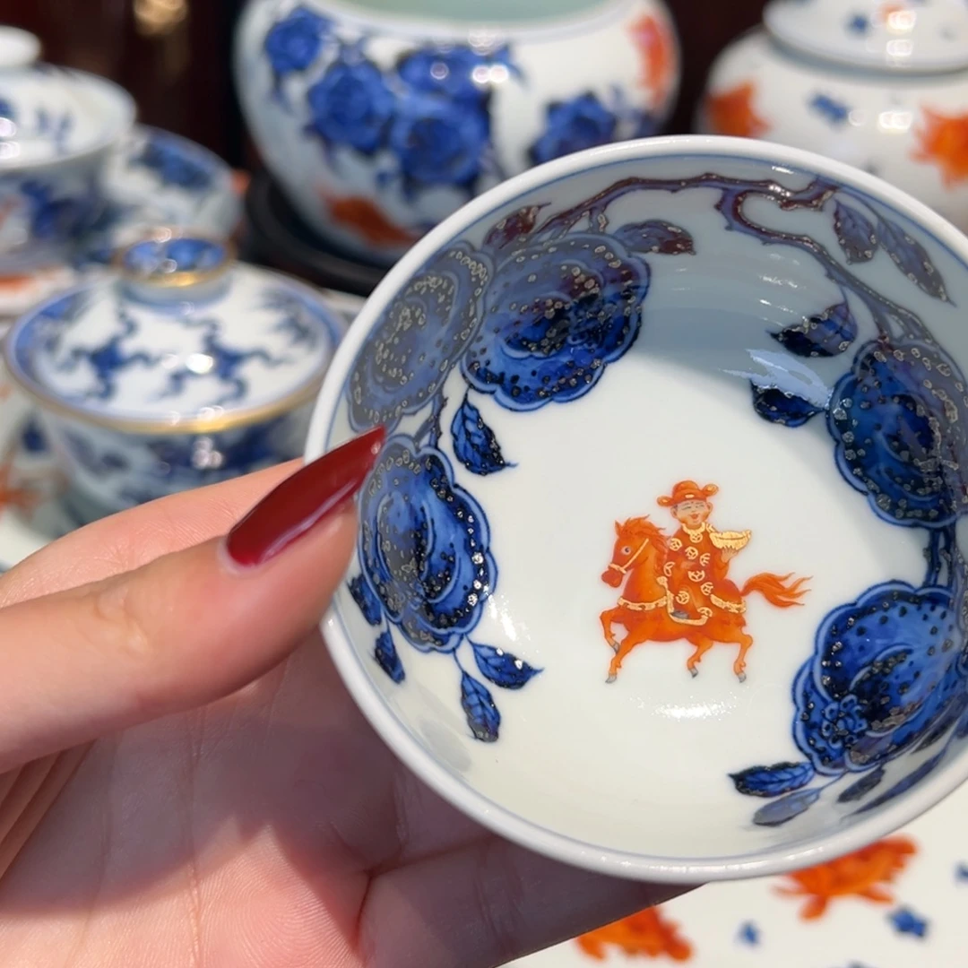 青花雯华堂手绘杯杯