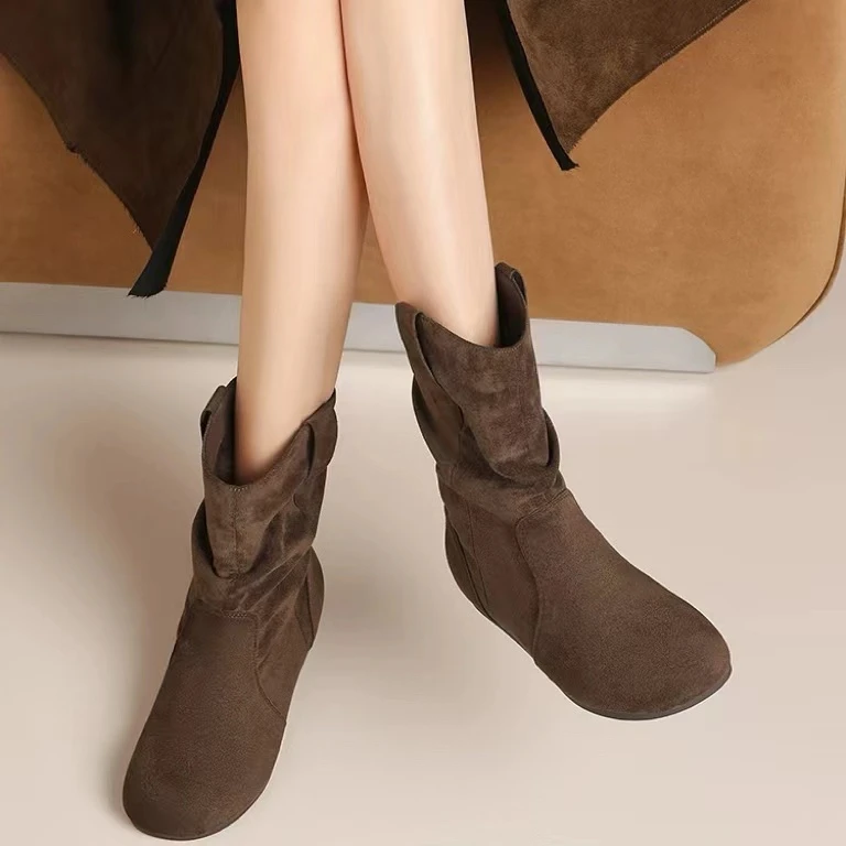 秋冬新款韩版通勤瘦瘦简约粗跟裸靴短靴88-8232(加绒)