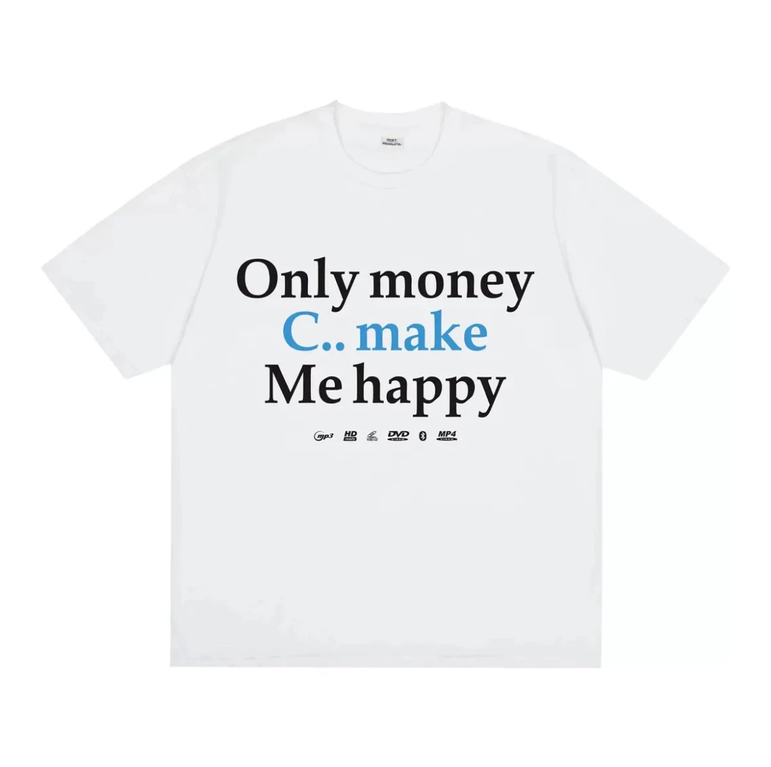 Only money简约字母美式短T