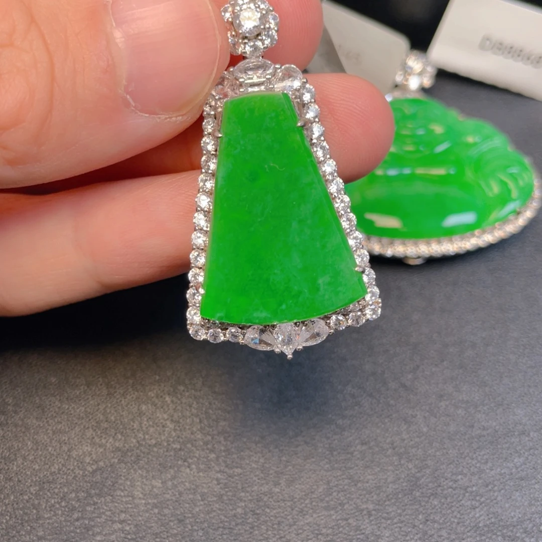 翡翠银S925镶嵌吊坠(不含链)