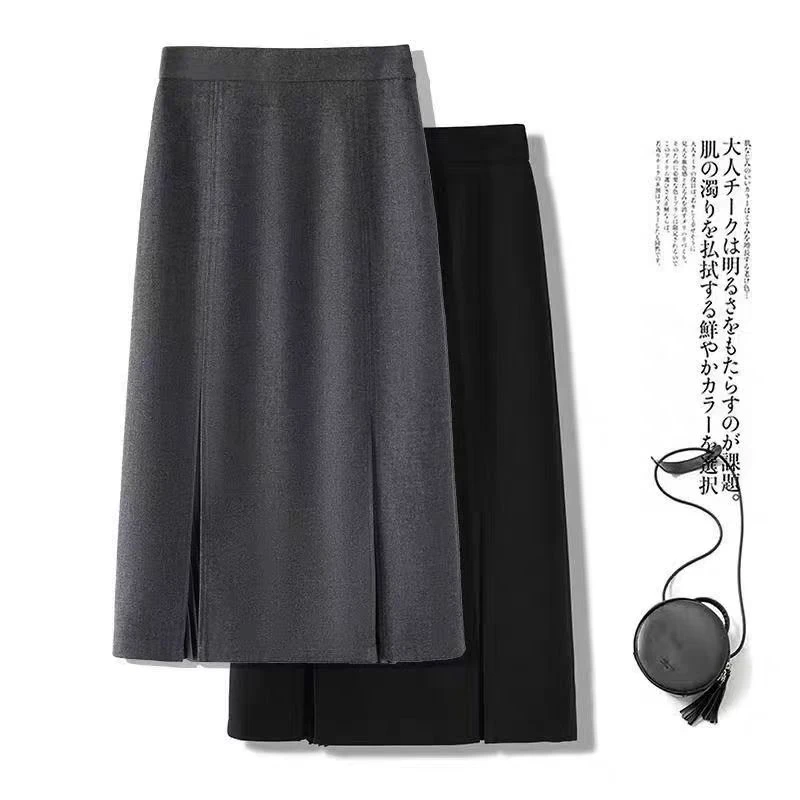 【夏款+运险2个裙长】夏款西装开叉中长款韩版百搭包臀裙开叉半身裙