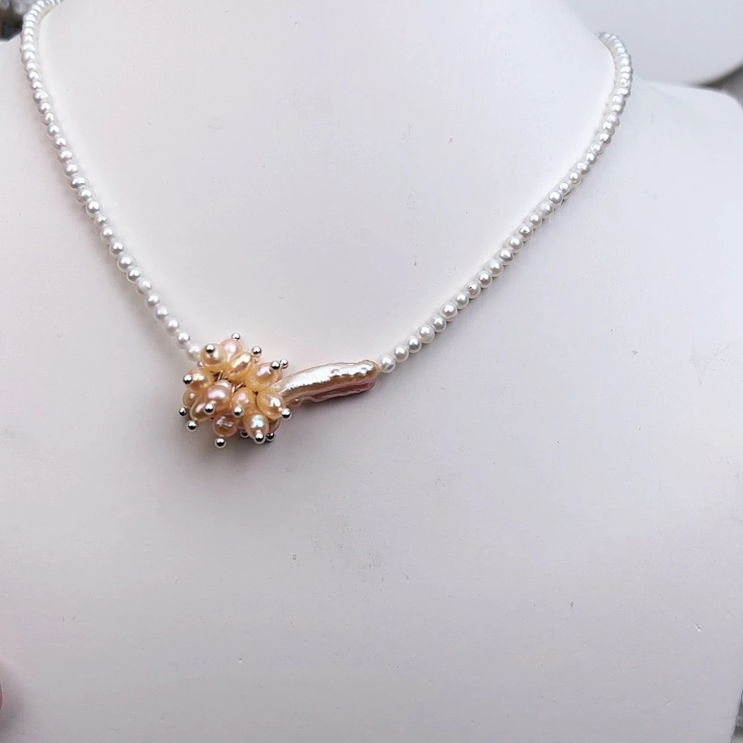 淡水珍珠颈饰银S925镶嵌