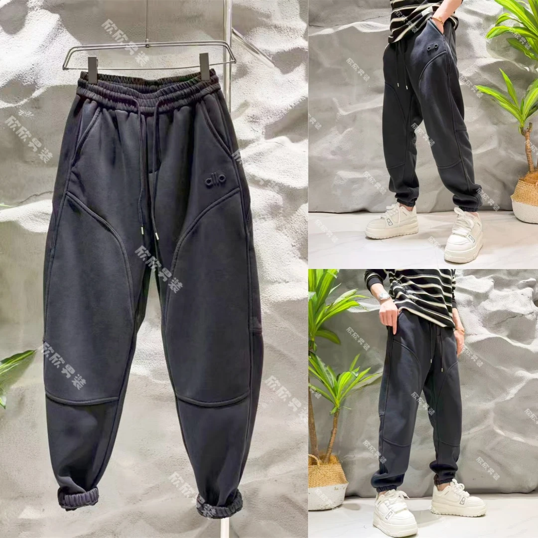 (加厚/加绒）潮牌水洗钢印弯刀束脚宽松潮流休闲男士休闲裤