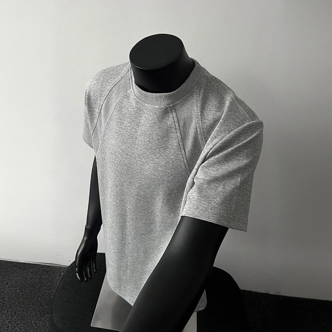 cleanfit美式重磅解构短袖男夏季boxy版型T恤空气层拼接短袖上衣