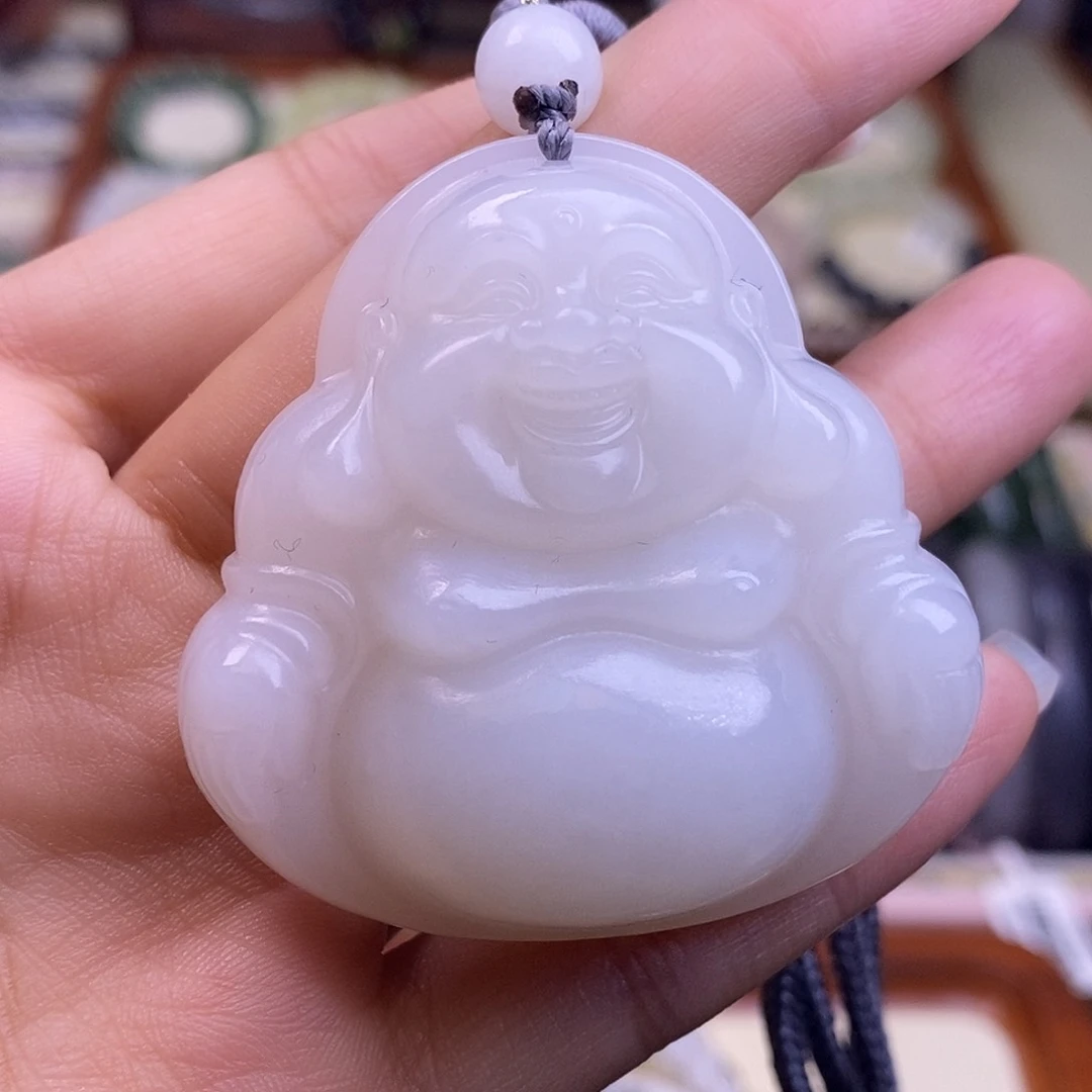 颈饰未镶嵌和田玉新疆羊脂白玉佛公吊坠