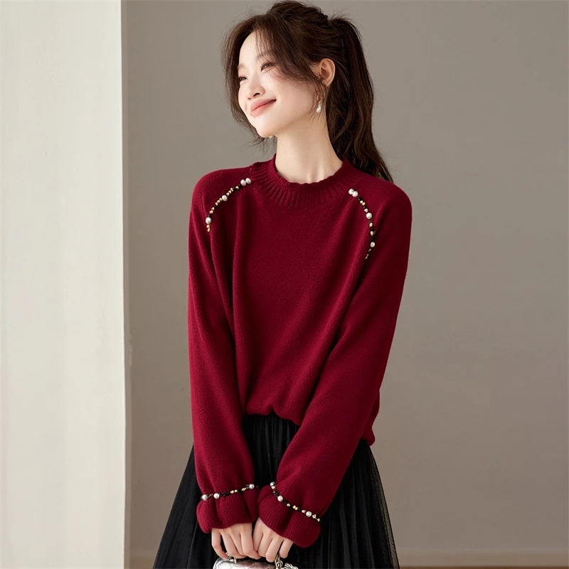 秋冬季新款法式慵懒高级感设计毛衣女可外穿宽松百搭针织打底衫女