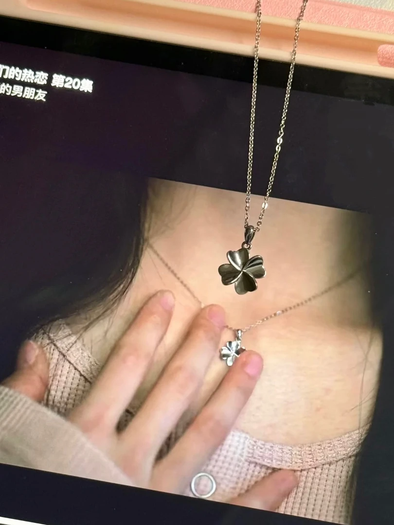 坠链均足银 四叶草纯银项链陷入我们的热恋徐栀刘浩存同款项链