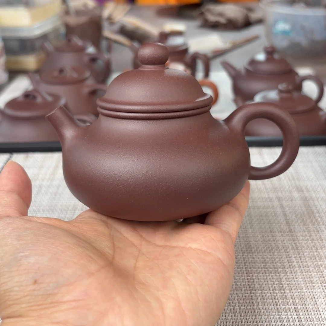 茶壶紫砂半手工老紫泥容天壶220cc