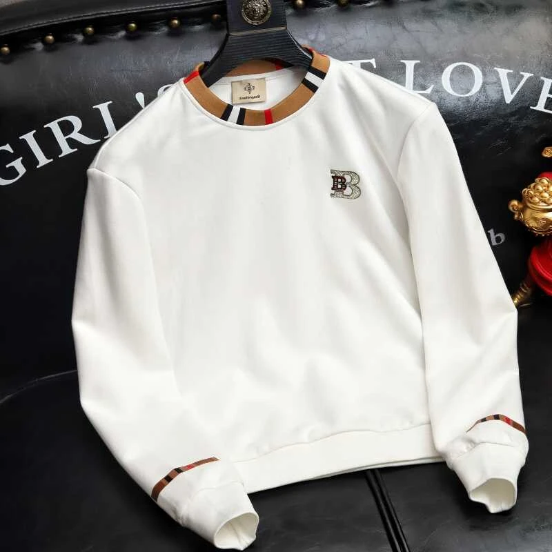 SOHEBENAHT轻奢卫衣男装秋季新款圆领长袖T恤打底衫欧货简约百搭