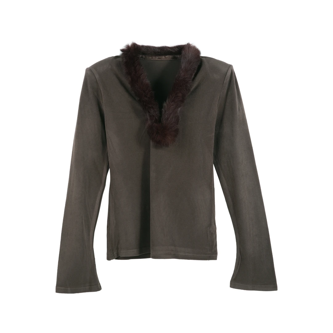 2025新款小众轻奢领V领长袖打底衫上衣HBZWW918465