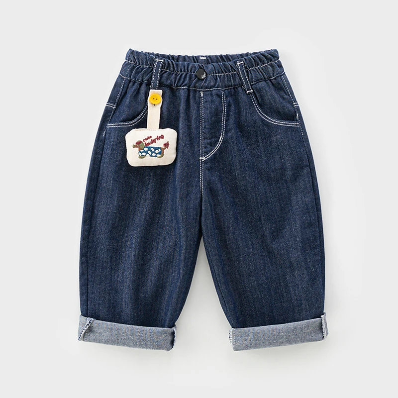 宝宝裤子春秋【防褪色牛仔】儿童休闲裤男女小童婴儿裤子软潮6749