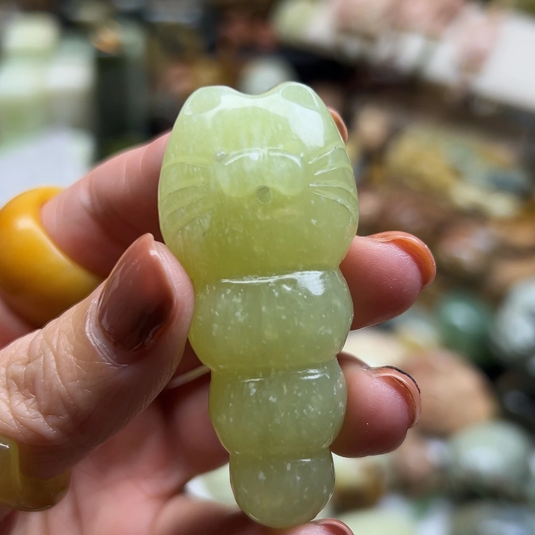 岫玉未镶嵌颈饰辽阳料糖宝猫