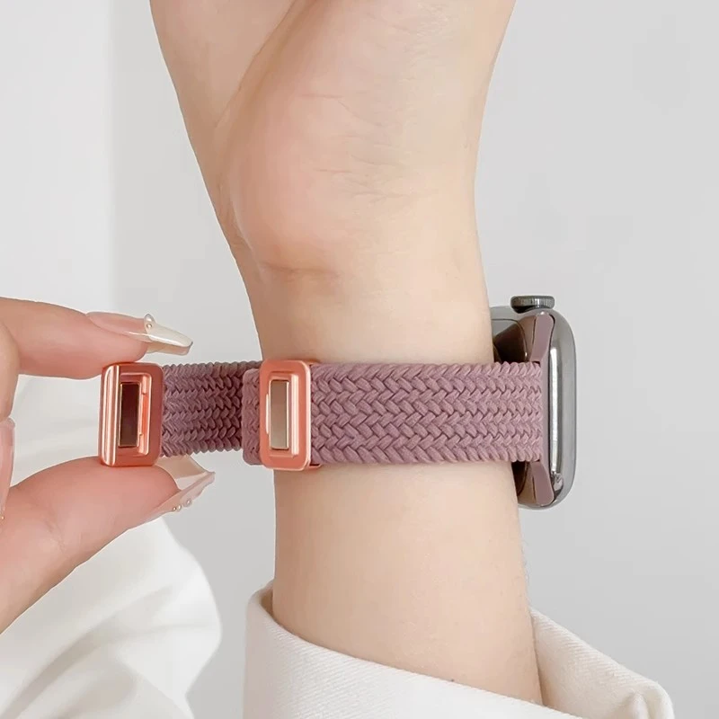 适用iwatchS10新款小蛮腰苹果手表S987细款表带磁吸尼龙编织腕带