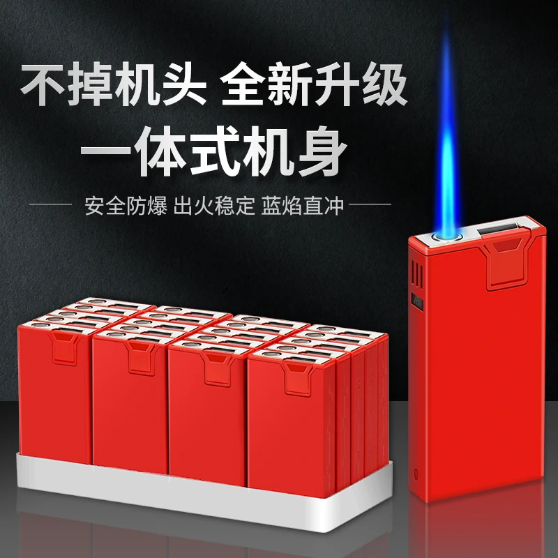 下拉式新款高档创意蓝焰防风打火机专业定制印刷广告logo打火机